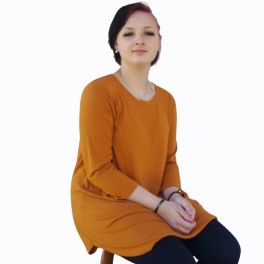 Zenana Premium Autumn Caramel Long Tunic Top or Dress (XL)